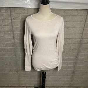A Pea In The Pod Maternity Cream Long Sleeve Ruched Sweater Size Small